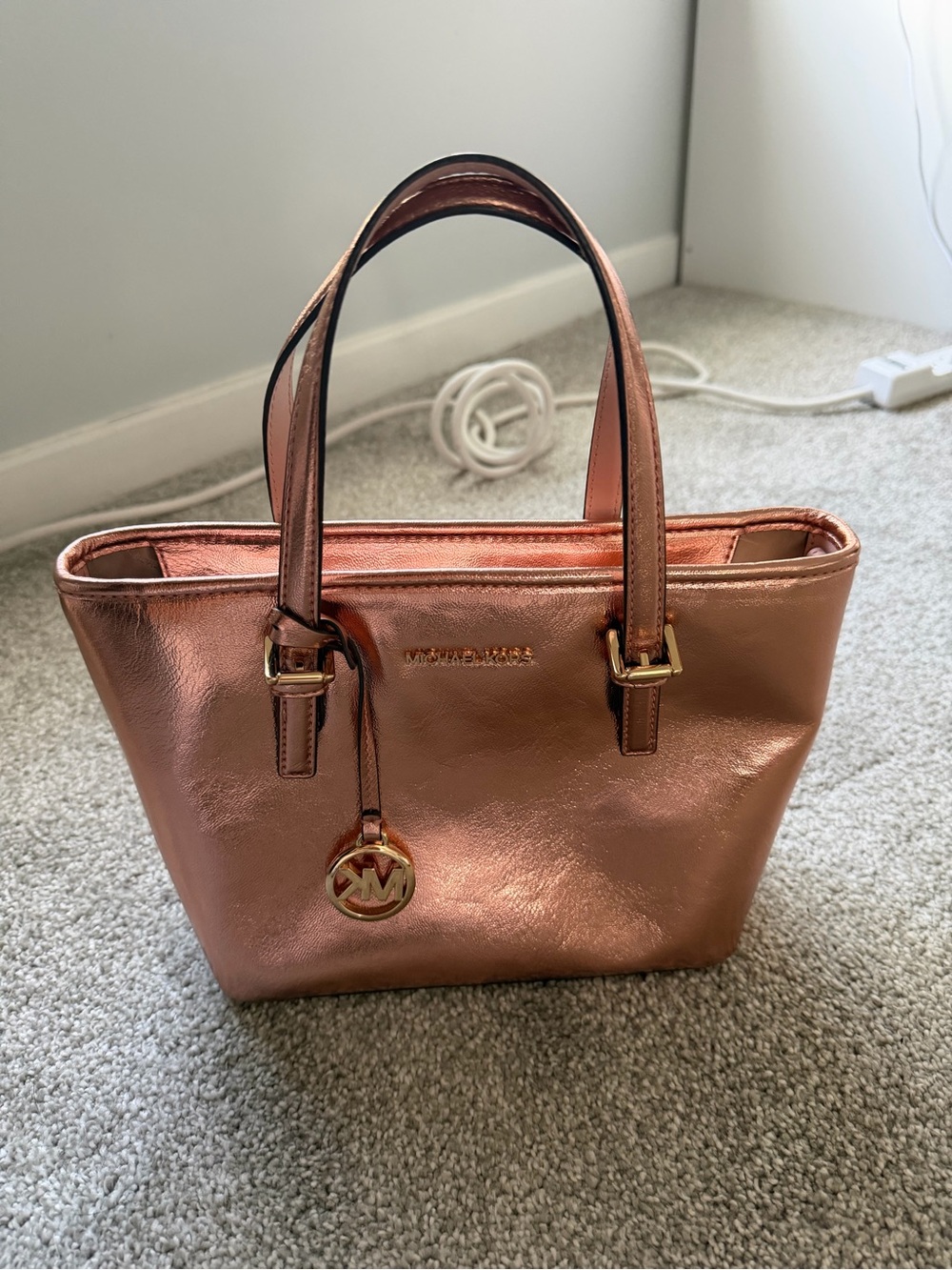 Michael Kors Metallic Rose Tote with Gold Hardware